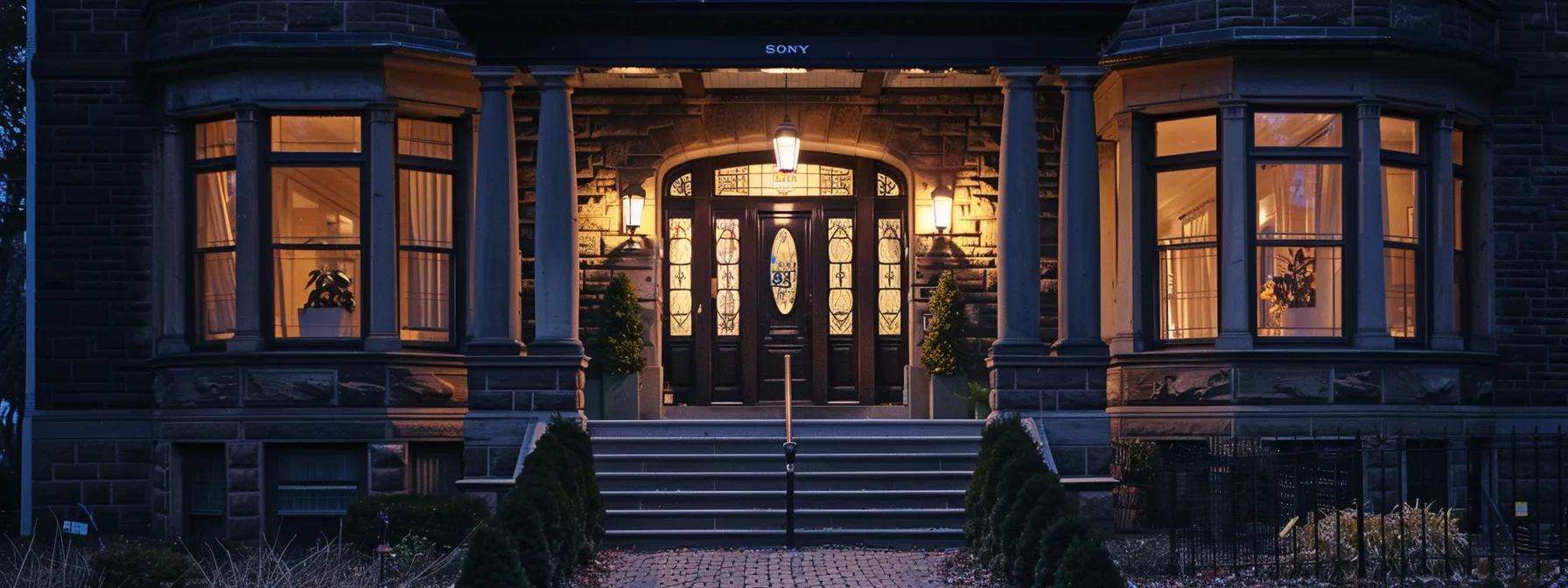 a beautifully restored historic home in new jersey showcases traditional window designs enhanced with sleek energy-efficient technology, capturing the elegance of the past while promoting modern sustainability in an elegantly lit urban setting.