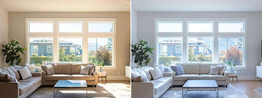 a sleek, modern home interior showcases a side-by-side comparison of a diy window installation kit and a professional installation setup, highlighting the tools and materials used in each process against a clean, contemporary backdrop.