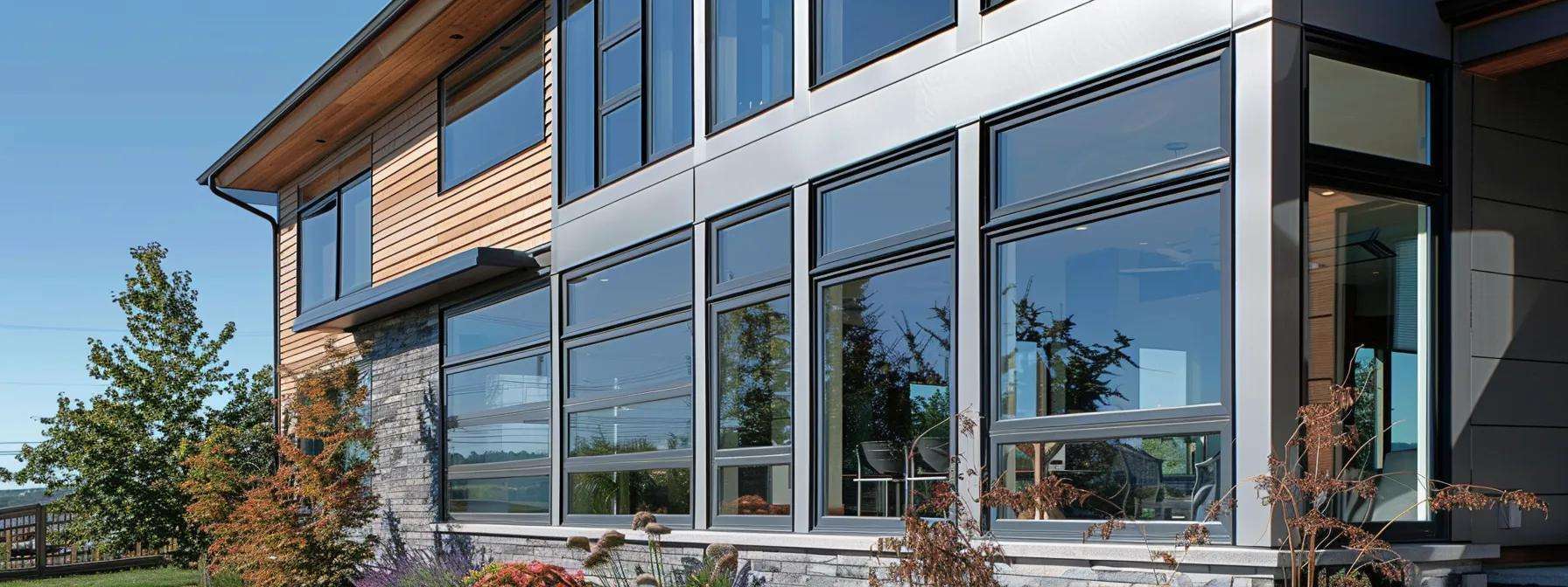 a stylish new jersey home showcases an elegant array of popular window types—double-hung, casement, and bay—highlighted against a modern urban backdrop, emphasizing their energy efficiency and aesthetic appeal.