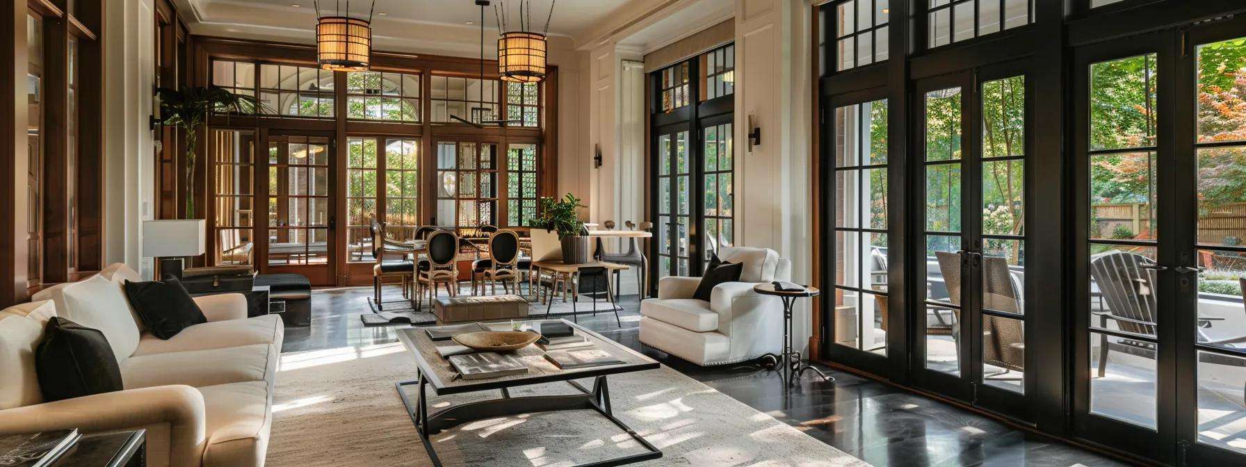 a visually striking interior of a beautifully restored historic jersey home showcases elegant, custom-designed windows, emphasizing the balance between architectural integrity and modern energy efficiency amidst a sophisticated urban setting.